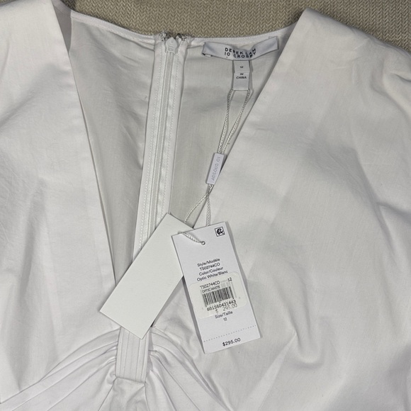 NWT Derek Lam 10 Crosby Noe Puff-Sleeve Peplum Top in Optic White Size 12 - Picture 4 of 7
